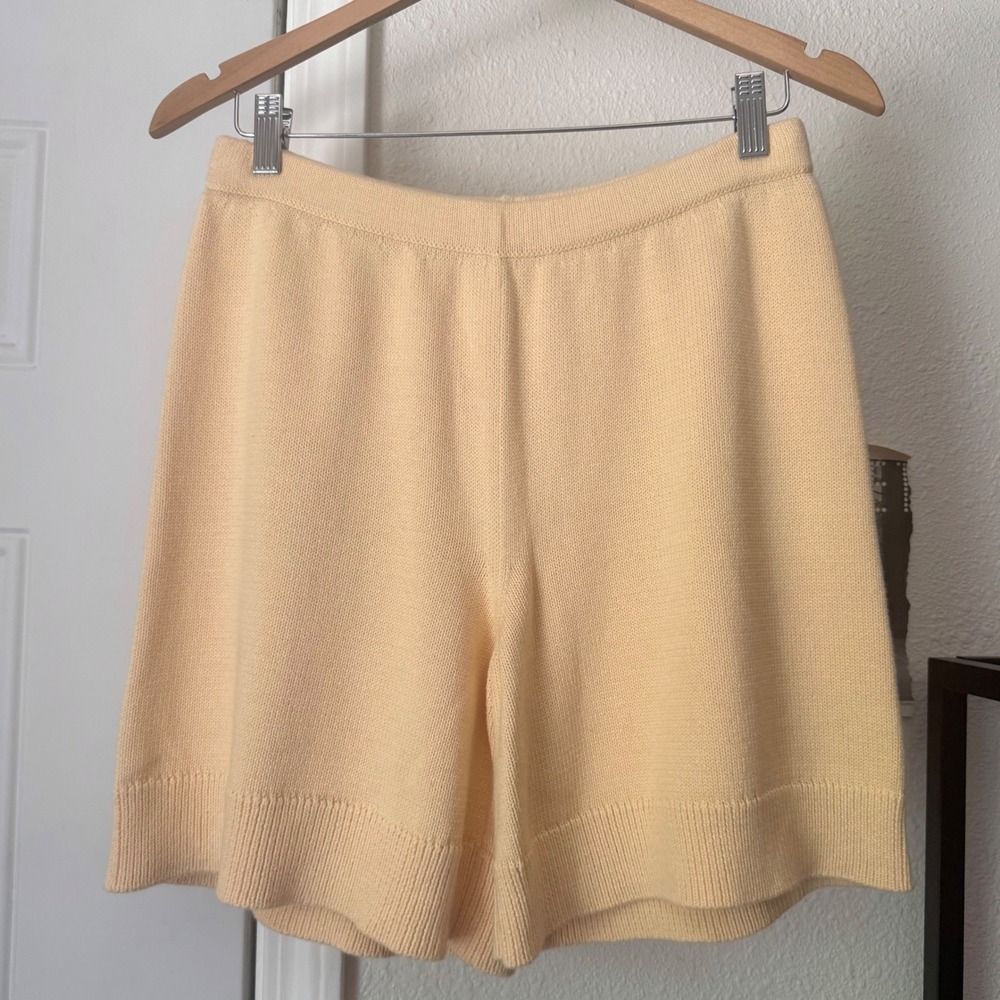 NWT JAMES STREET CO. cream ivory cotton‎ chunky knit pull on high rise shorts